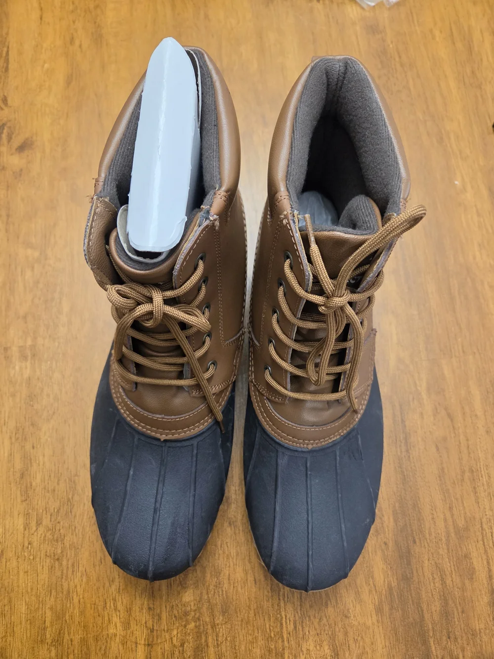 NEW- Men's Brown and Gray Waterproof Lace-Up Rain & Snow Boots Size 13
